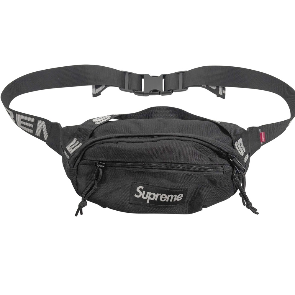 NEW Supreme Unisex Waist Bag Black Cordura Strap Fanny Pack Travel Streetwear